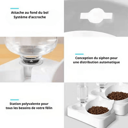 Gamelle pour chat avec attache rapide bol distributeur eau chat polyvalente - Croc-Water™
