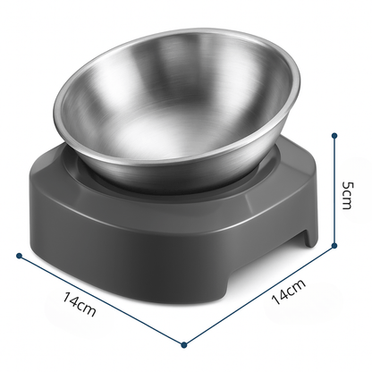 Gamelle pour chat réglable simple bol inox surélevé gris 14 x 14 x 5 cm - Goûter-Griffe™
