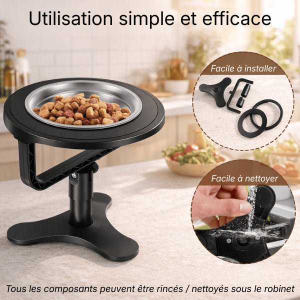 Gamelle surélevée chat facile à utiliser nettoyer simple et efficace hauteur idéale AjustBowl™