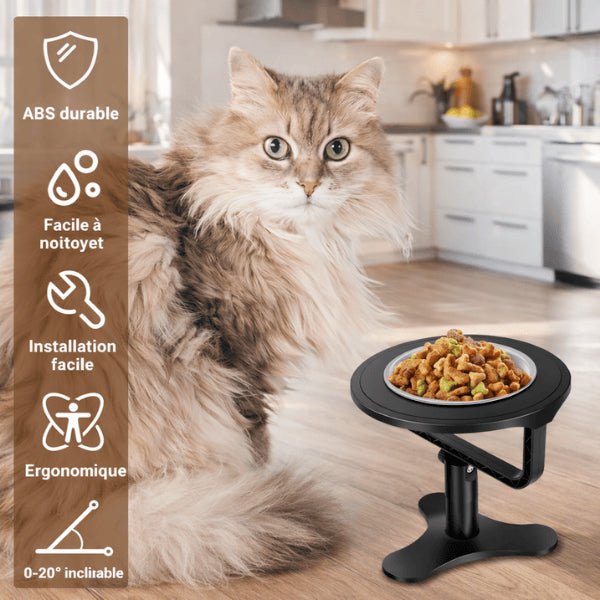 Gamelle surélevée chat hauteur inclinaison réglable support stable durable antidérapant AjustBowl™