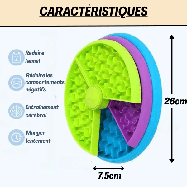 Gamelles anti glouton chat multicolore AntiCroc360™ – stimulation mentale enrichissante