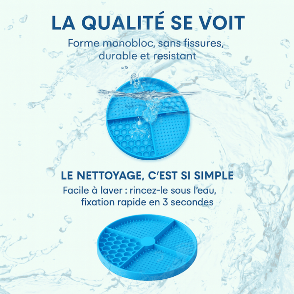 Gamelles anti glouton chat Base AntiCroc™ bleue – silicone compatible lave-vaisselle