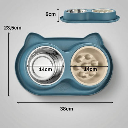 Gamelles anti glouton chat double dimensions compactes pour confort et stabilité repas