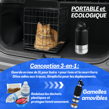 Gamelles chat - gourde 3en1 | Compact FéliPack™ - Amour de Chat