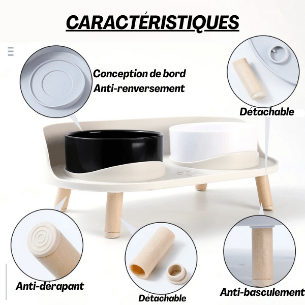 Gamelles chat station alimentation complète facile à assembler anti renversement - Duo Station™