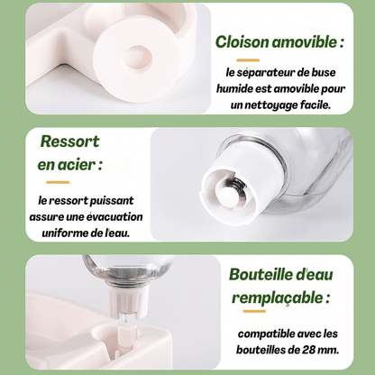Gamelles chat d’angle 2 en 1 avec bouteille siphon et cloison séparatrice - Poly Station™