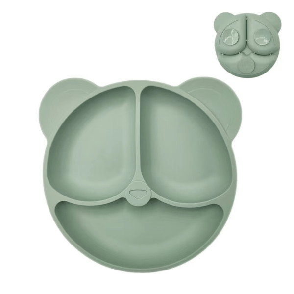 Gamelles chaton 3 en 1 silicone ronde tête de chat vert - SiliCroc™