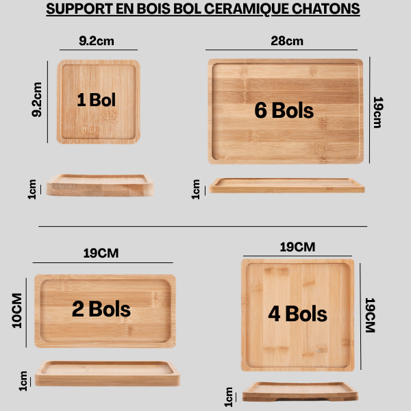 Gamelles chaton céramique dimensions support bois modulables 4 tailles choix - Croc&Roll™