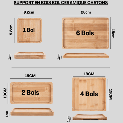 Gamelles chaton céramique dimensions support bois modulables 4 tailles choix - Croc&Roll™