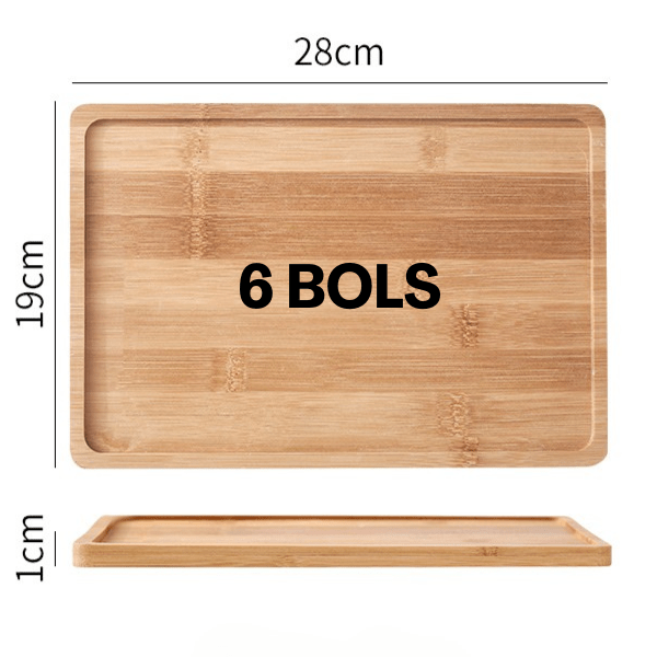 Support bois bambou 6 bols 19 x 28 cm pour gamelles chaton - Croc&Roll™