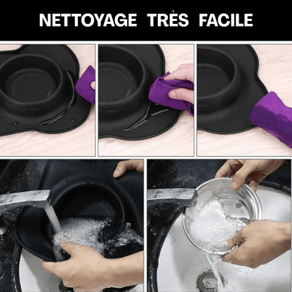 Gamelles chaton double bol avec explication nettoyage très facile - Doudouble Bowl™