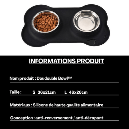 Gamelles chaton double anti renversement tapis antidérapant silicone eau et croquettes – Doudouble Bowl™