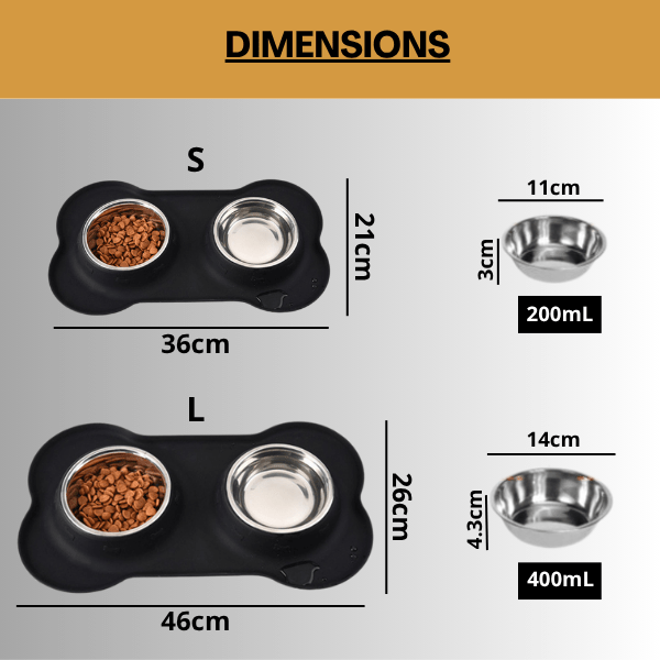 Gamelles chaton double tailles S bol Ø 11 cm et L bol Ø 14cm - Doudouble Bowl™