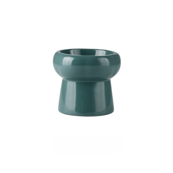 Gamelles chaton ceramique surélevée artisanale verte foncée - Mini DéliCat™