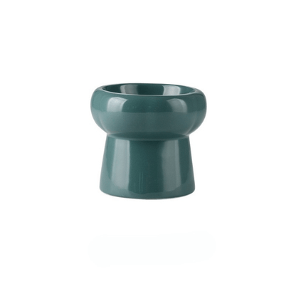 Gamelles chaton ceramique surélevée artisanale verte foncée - Mini DéliCat™