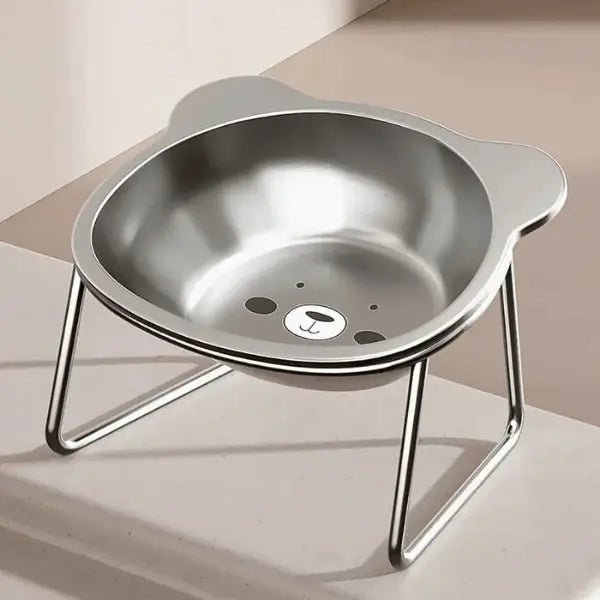 Gamelles pour chat inox surélevée design oreille de chat sur table Nutrix™