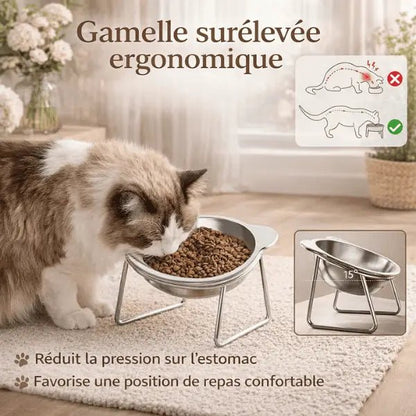 Gamelles pour chat surélevée inox meilleure position repas confort digestif Nutrix™