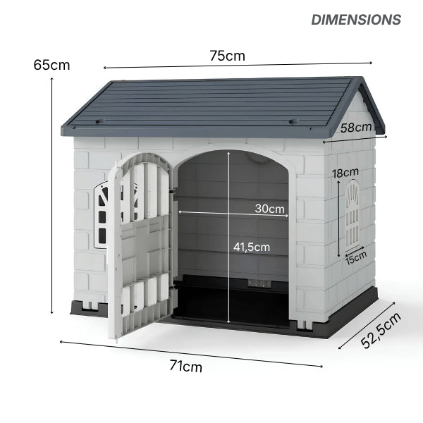 Maison à chat spacieuse grande entrée  avec fenêtres dimensions 71 × 52,5 × 65 cm