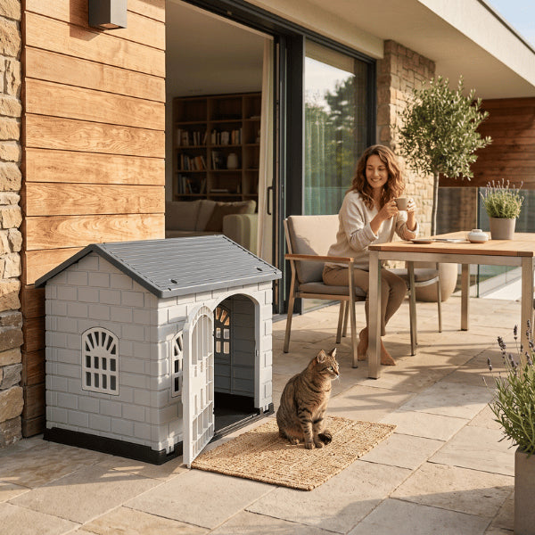 Maison à chat extérieure stable et ventilée pour terrasse balcon ou jardin abrité