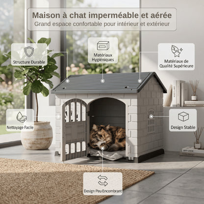 Maison à chat imperméable et aérée avec structure durable hygiénique et facile à nettoyer