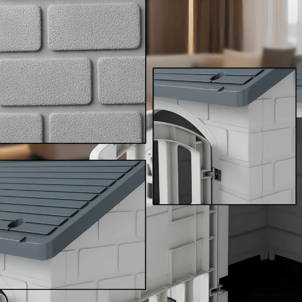 Maison à chat en plastique robuste avec charnières solides et finition texturée