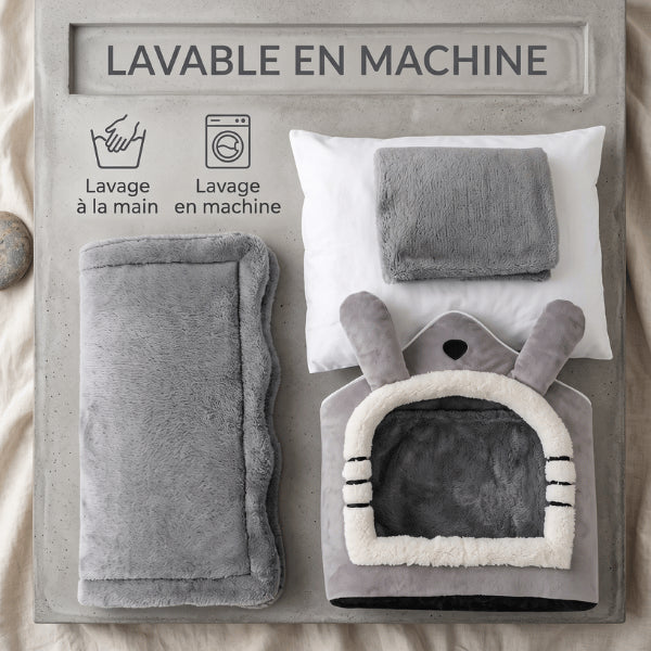 Maison chat démontable lavable en machine avec entretien facile et hygiène durable