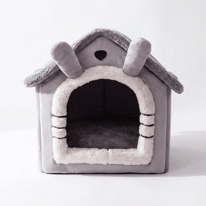 Maison chat simple toit grise ultra douce anti stress