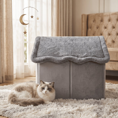 Maison chat ultra douce en velours arctique offrant chaleur et repos confortable intérieur