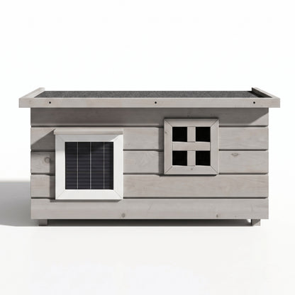 Maison pour chat extérieur rectangulaire en bois avec entrée PVC et fenêtre