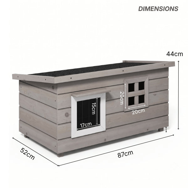 Maison pour chat extérieur dimensions 87 × 52 × 44 cm pour chats jusqu'à 6 kg