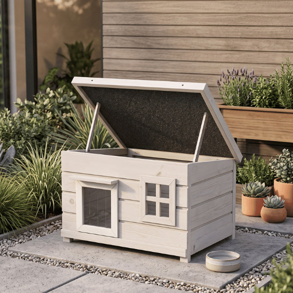 Maison pour chat extérieur avec toit asphalté relevable pour nettoyage et ventilation
