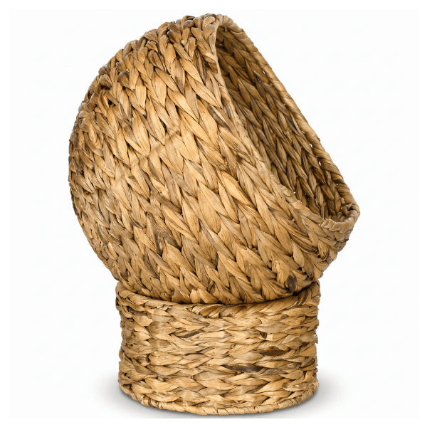 Maison pour chat intérieur avec structure arrondie et tressage naturel enveloppant