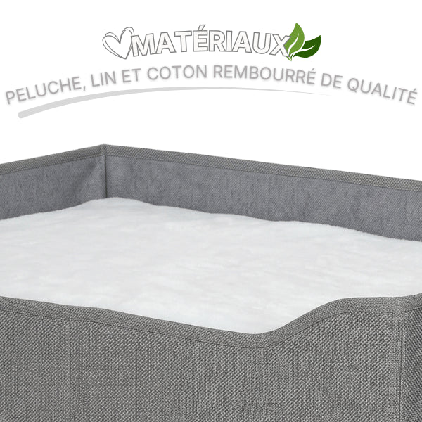 Maison pour chats avec couchage supérieur moelleux en peluche lin et coton rembourré
