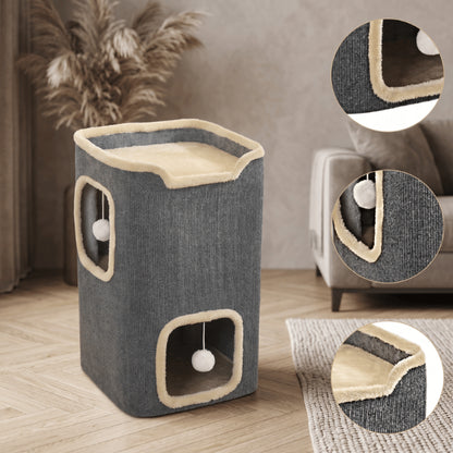 Maisonnette chats avec finitions premium ouvertures confortables et revêtement ultra doux durable
