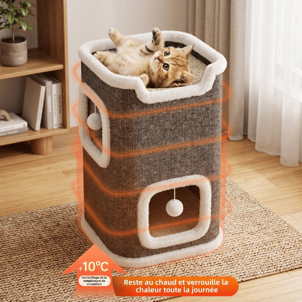 Maisonnette chats conservant efficacement la chaleur pour un refuge cocooning confortable même en hiver