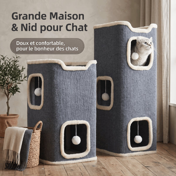 Maisonnette chats disponible en plusieurs hauteurs adaptée aux besoins de tous les félins