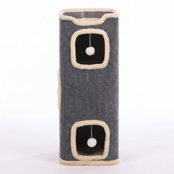 Maisonnette chats 3 niveaux avec cachettes confortables favorisant repos jeu et exploration