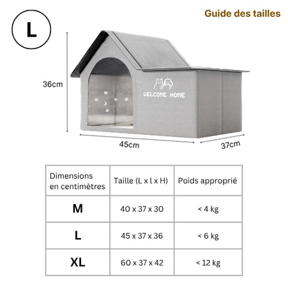 Maisonnettes pour chats disponibles en tailles M L XL adaptées jusqu'à 12 kg et plusieurs chats