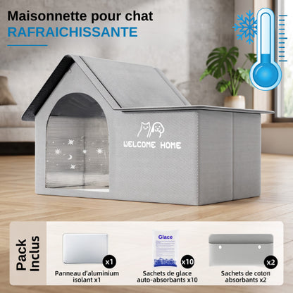 Maisonnettes pour chats rafraîchissantes avec packs de glace pour refuge frais tout l'été