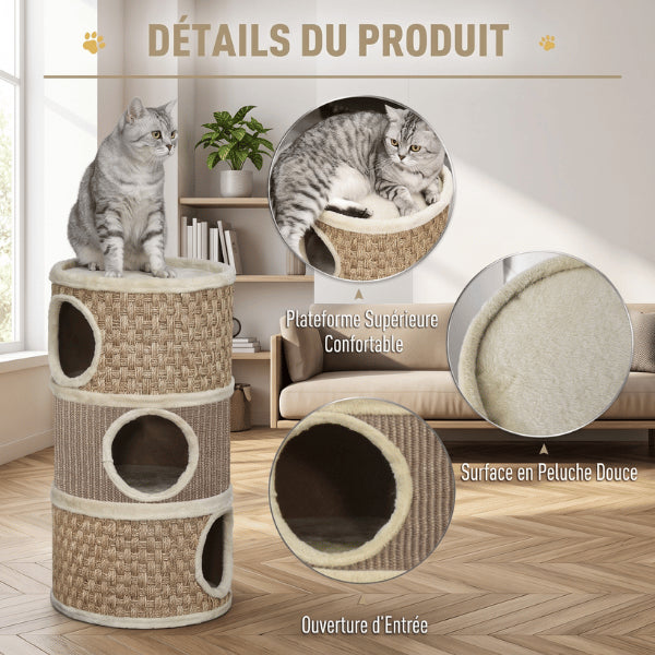 Maisons pour chat avec plateformes douces et ouvertures confortables adaptées aux félins curieux