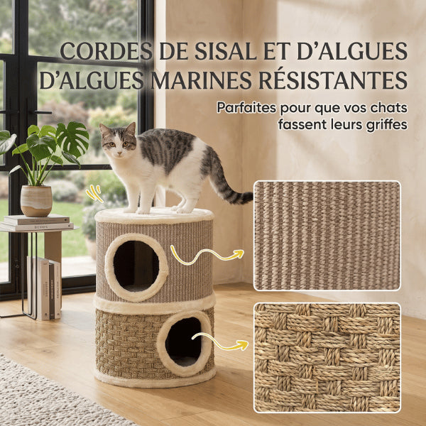 Maisons pour chat avec griffoir naturel résistant pour satisfaire l'instinct de griffade quotidien