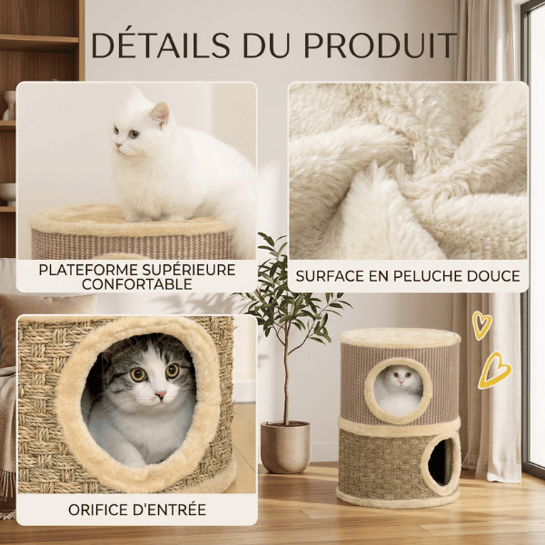 Maisons pour chat en peluche douce offrant cachette rassurante et couchage confortable intérieur