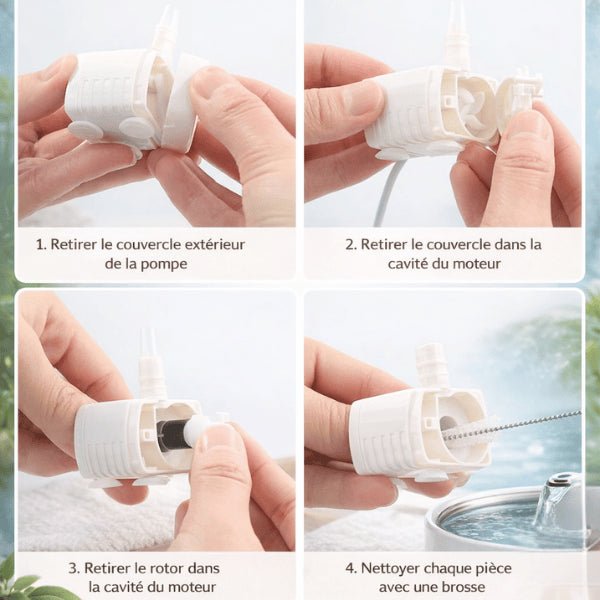 étapes pour nettoyer une pompe fontaine à eau chat