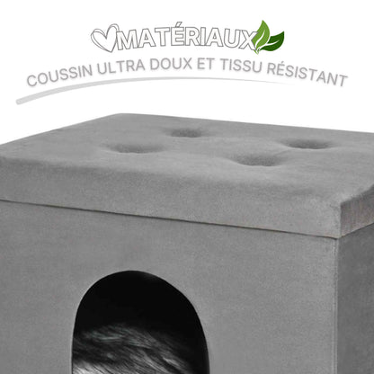 Niche à chat avec coussin ultra doux et assise confortable multifonction intérieure