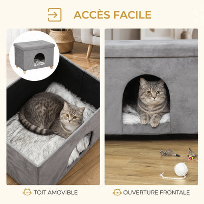 Niche à chat avec toit amovible et entrée large pour accès facile quotidien