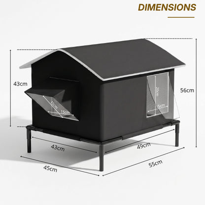 Niche chat extérieur compacte offrant un espace confortable avec dimensions pour deux chats