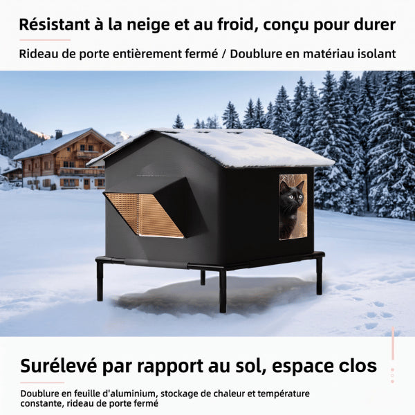 Niche chat extérieur résistante au froid maintenant durablement la chaleur durant tout l'hiver