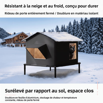 Niche chat extérieur résistante au froid maintenant durablement la chaleur durant tout l'hiver