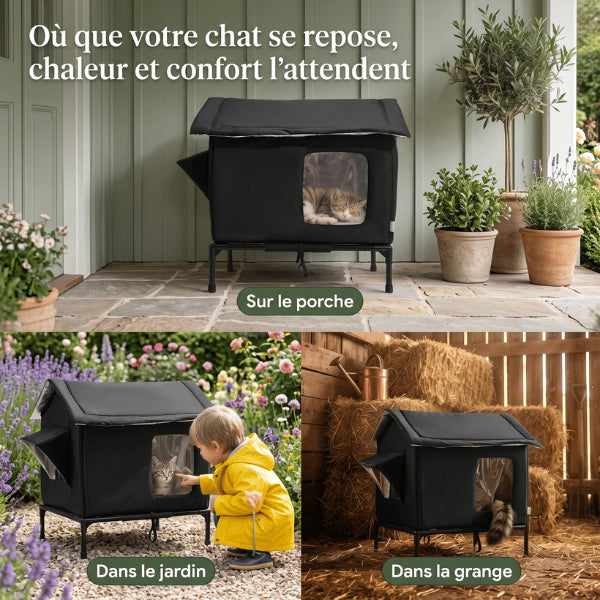 Niche chat extérieur parfaite pour tous les espaces dehors porche jardin terrasse ou grange