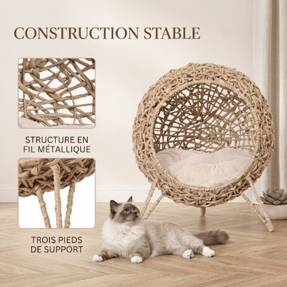 Niche pour chat intérieur avec cadre métallique robuste et trois pieds stables